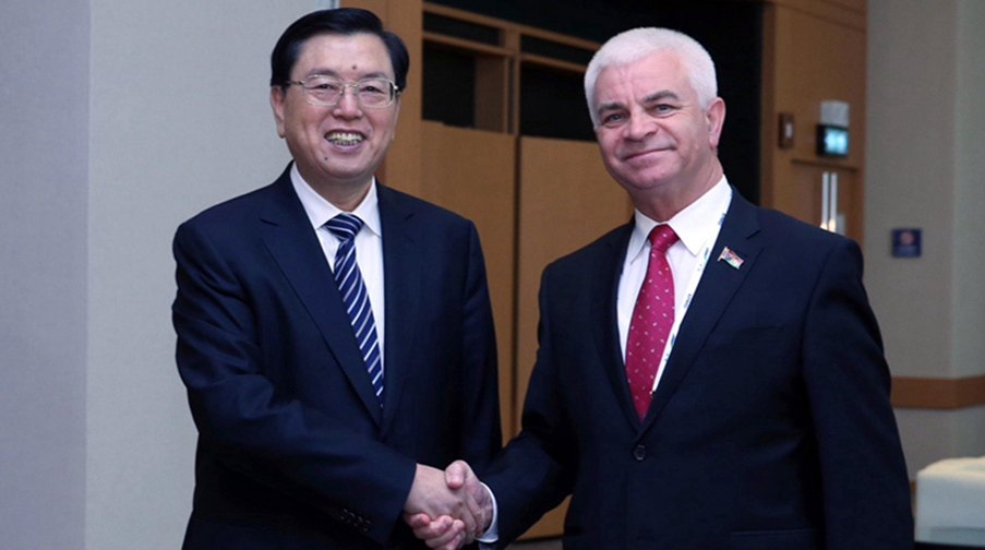 张德江会见白俄罗斯国民会议代表院副主席古明斯基