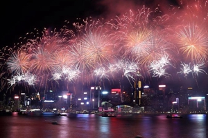 香港舉行國慶69周年煙花匯演
