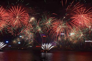 香港舉行2016新年煙花匯演